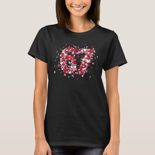 Valentine’s Day 67 Meme Filled with Hearts Funny T-Shirt (Vorderseite)