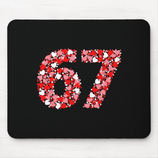 Valentine’s Day 67 Meme With Hearts Funny Six Seve Mousepad (Vorne)