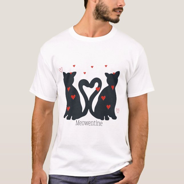 Valentine’s Day Cat lovers Meowentine Couple  T-Shirt (Vorderseite)