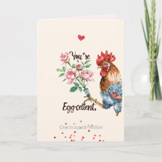 Valentine’s Day Cute Egg-cellent Rooster Card Feiertagskarte