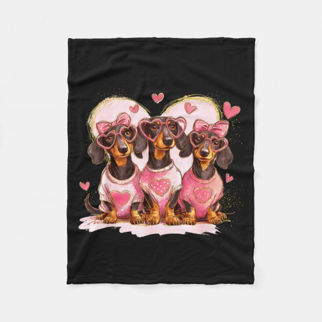 Valentine’s Day Dog Cute Dachshund Dogs For Dog Mo Fleecedecke (Vorderseite)