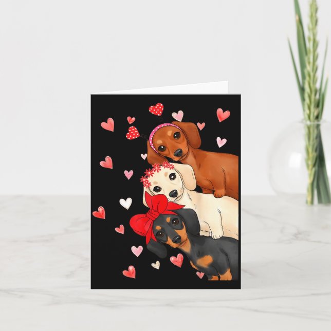 Valentine’s Day Dog Cute Dachshund Dogs For Dog Mo Karte (Vorderseite)