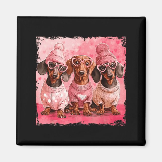 Valentine’s Day Dog Cute Dachshund Dogs For Dog Mo Magnet (Vorne)