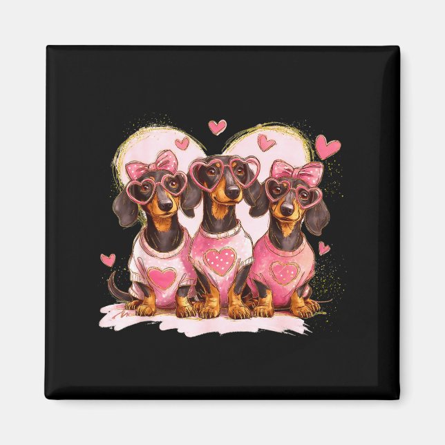 Valentine’s Day Dog Cute Dachshund Dogs For Dog Mo Magnet (Vorne)