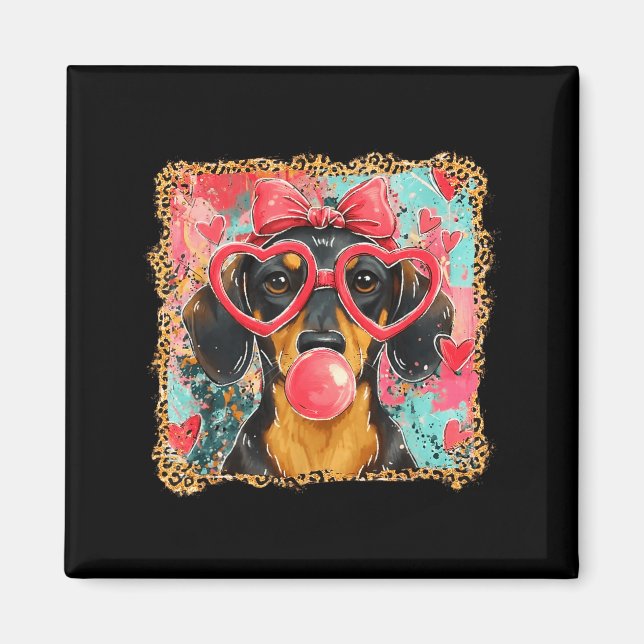 Valentine’s Day Dog Cute Dachshund Dogs For Dog Mo Magnet (Vorne)