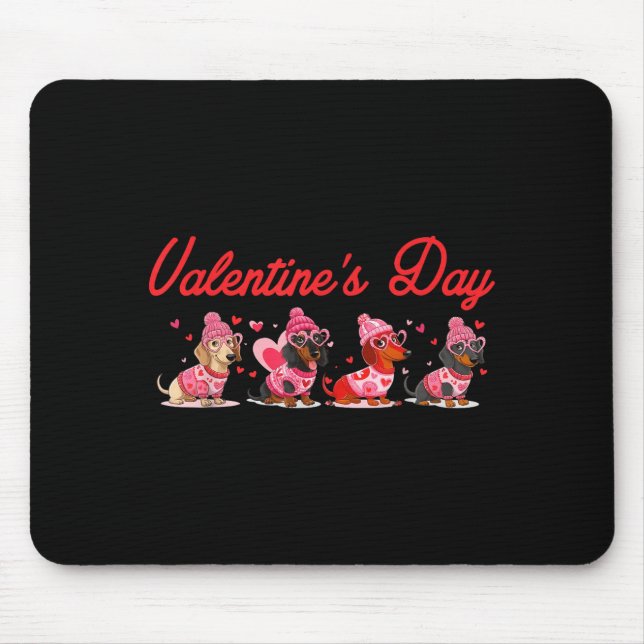 Valentine’s Day Dog Cute Dachshund Dogs For Dog Mo Mousepad (Vorne)