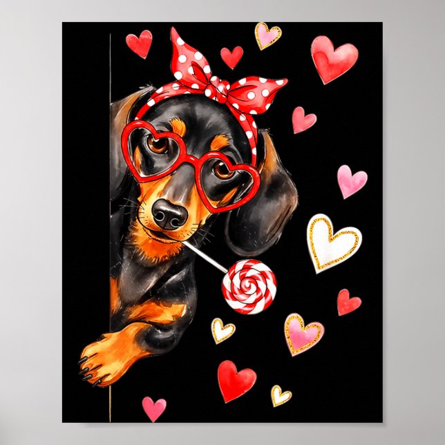 Valentine’s Day Dog Cute Dachshund Dogs For Dog Mo Poster (Vorne)