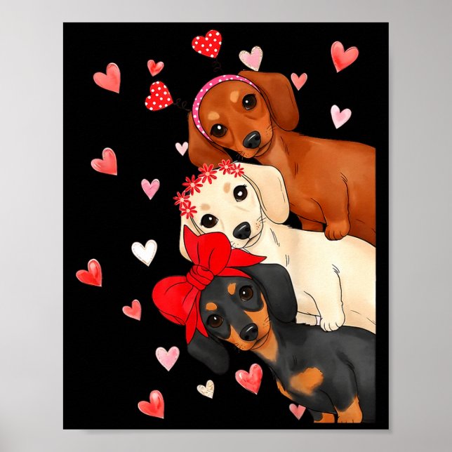 Valentine’s Day Dog Cute Dachshund Dogs For Dog Mo Poster (Vorne)