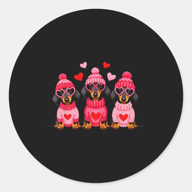 Valentine’s Day Dog Cute Dachshund Dogs For Dog Mo Runder Aufkleber (Vorderseite)