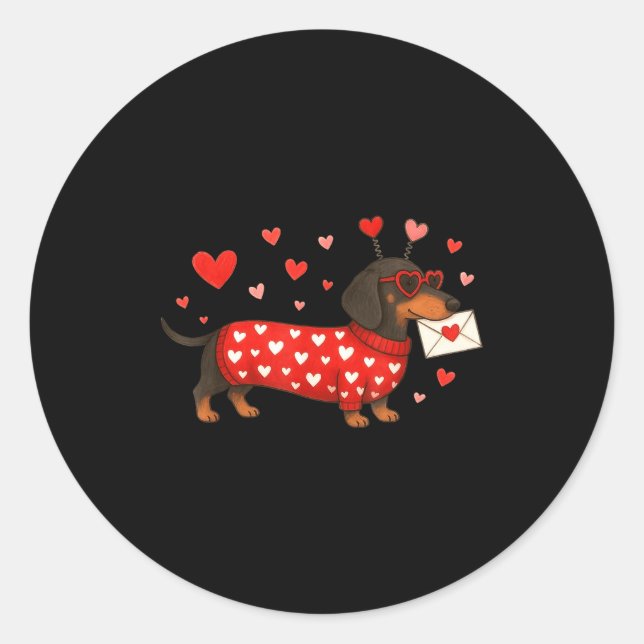 Valentine’s Day Dog Cute Dachshund Dogs For Dog Mo Runder Aufkleber (Vorderseite)
