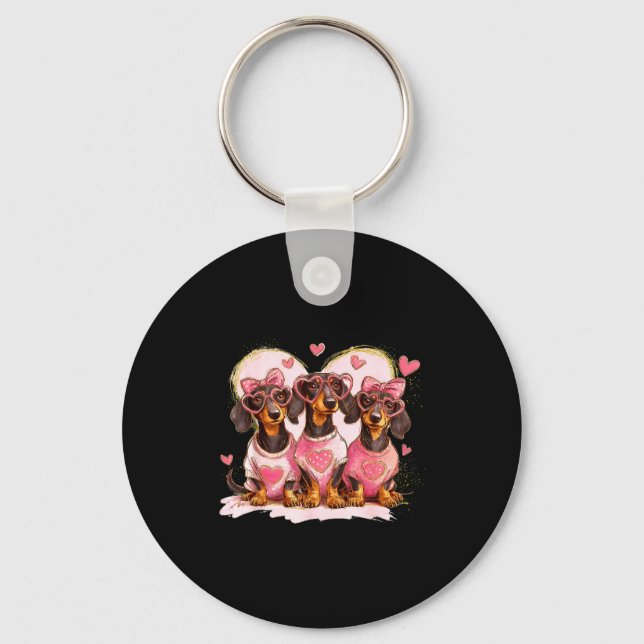 Valentine’s Day Dog Cute Dachshund Dogs For Dog Mo Schlüsselanhänger (Vorderseite)