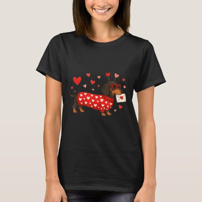 Valentine’s Day Dog Cute Dachshund Dogs For Dog Mo T-Shirt (Vorderseite)