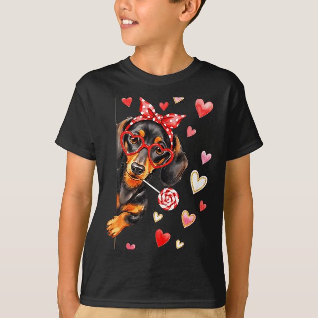 Valentine’s Day Dog Cute Dachshund Dogs For Dog Mo T-Shirt (Vorderseite)