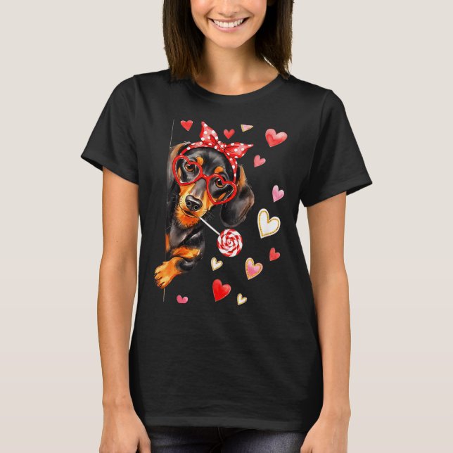 Valentine’s Day Dog Cute Dachshund Dogs For Dog Mo T-Shirt (Vorderseite)