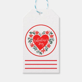 Valentine’s Day Gift Tag Heart Floral Design Geschenkanhänger