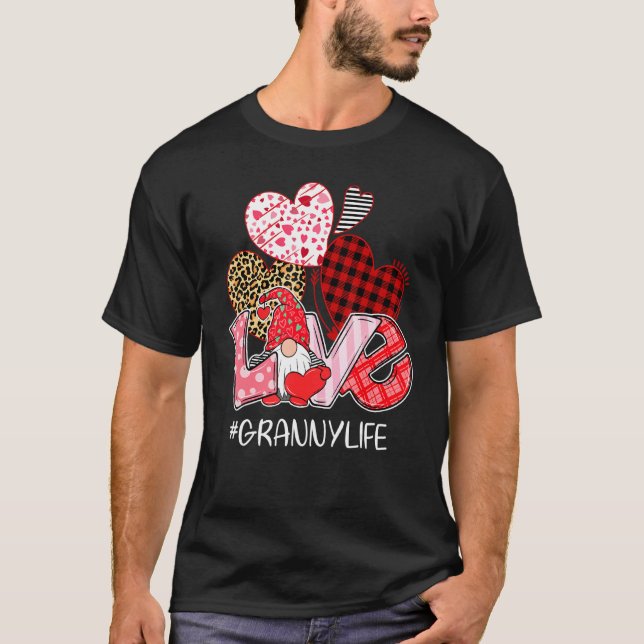 Valentine S Day Gnome Liebe Granny T-Shirt (Vorderseite)