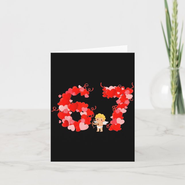 Valentine’s Day Hearts 67 Meme Six Seven 6 7 Cute  Karte (Vorderseite)