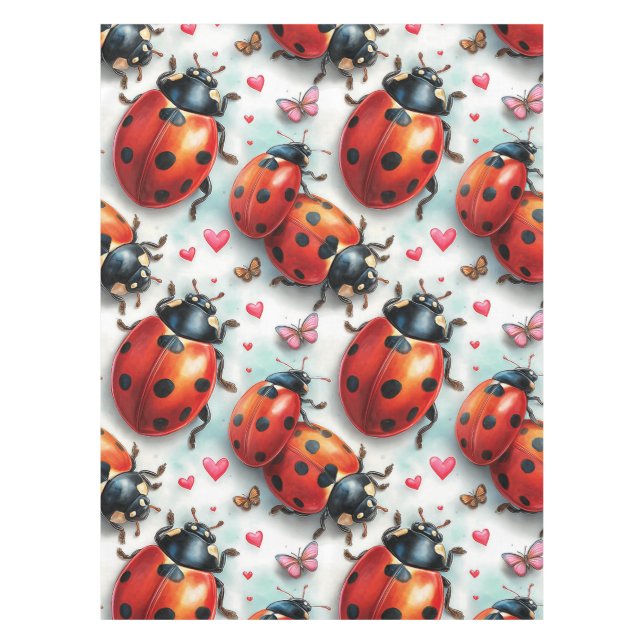 Valentine`s Day Ladybug Love Pattern Tischdecke (Vorderseite)