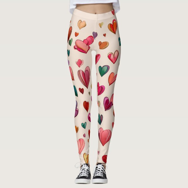 Valentine’s Day Leggings – Romantic Heart Pattern  (Vorderseite)