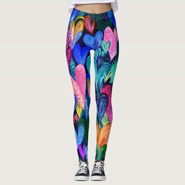 Valentine’s Day Leggings – Romantic Heart Pattern  (Vorderseite)