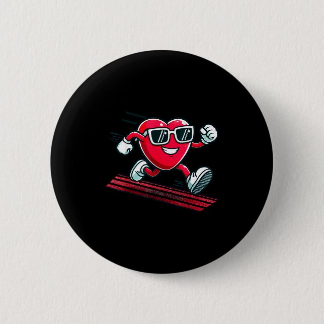 Valentine’s Day Love Heart Runner Track Running  Button (Vorderseite)