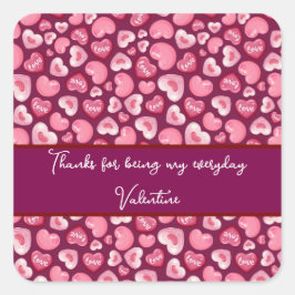 Valentine’s Day Love Hearts. Sweet and Glossy Hea Quadratischer Aufkleber