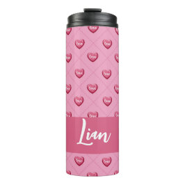 Valentine’s Day Love Hearts. Sweet and Glossy Hea Thermosbecher