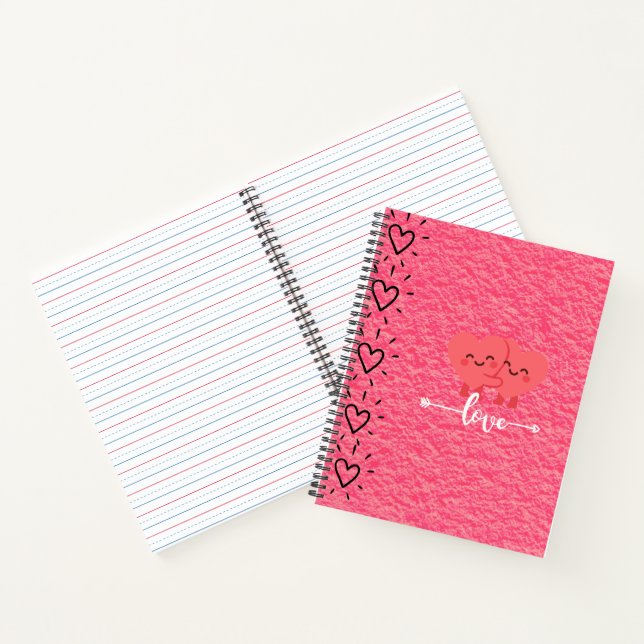 Valentine’s Day Love Notebook – Pink Hearts Design Notizbuch (Innenseite)