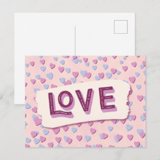 Valentine’s Day Love Pink and Blue Hearts Postkarte