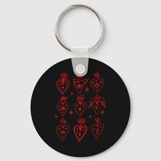 Valentine’s Day Mexican Milagro Gothic Goth Sacred Schlüsselanhänger (Vorderseite)