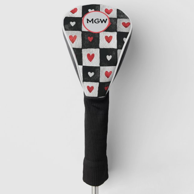 Valentine’s Day Monogram Golf Head Cover Golf Headcover (Vorderseite)