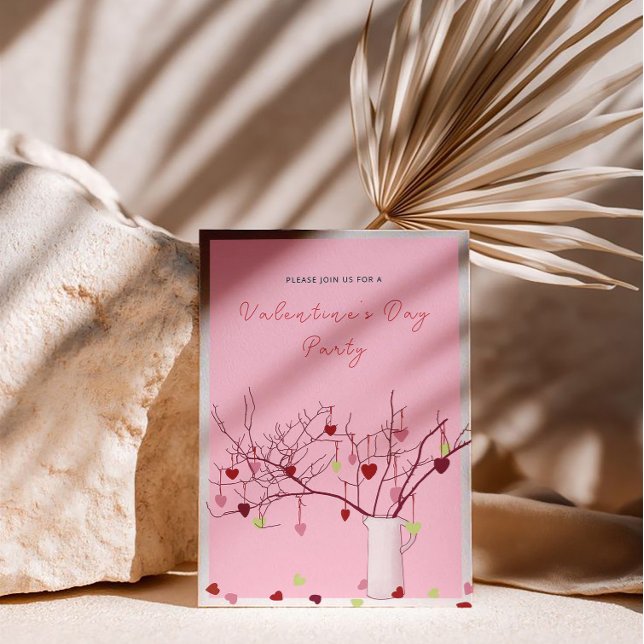 Valentine’s Day Party – Heart Branch on Pink Einladung (Von Creator hochgeladen)