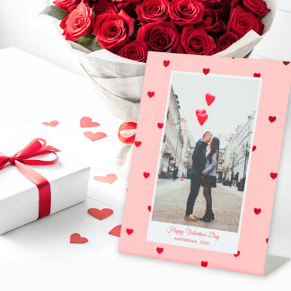 Valentine’s Day pedestal sign with photo + hearts Sockelschild