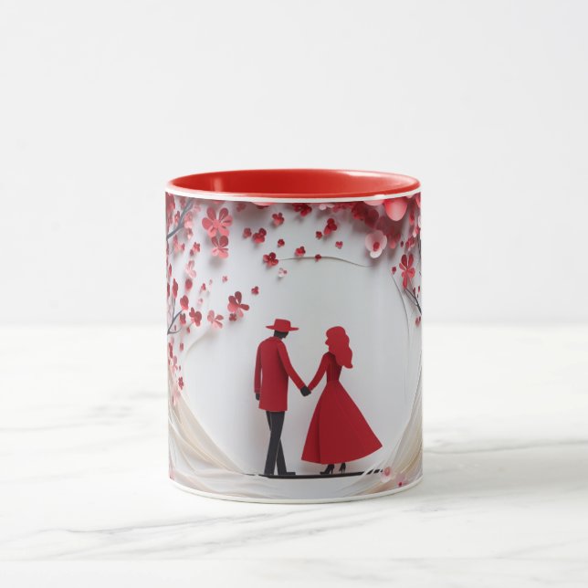  Valentine’s Day Romantic Couple Silhouette Love  Tasse (Zentrum)