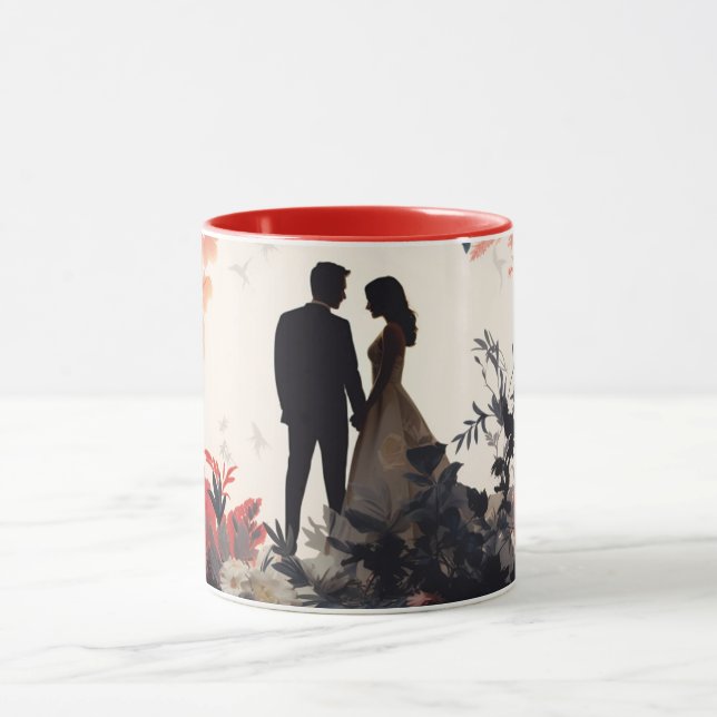  Valentine’s Day Romantic Couple Silhouette Love  Tasse (Zentrum)