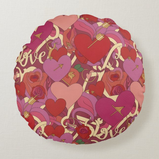 Valentine’s Day Throw Pillow Collection | Romantic Rundes Kissen (Vorderseite)