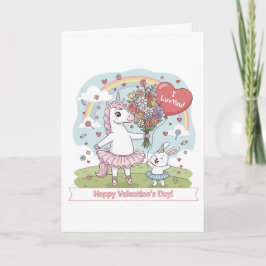 Valentine’s Day Unicorn Bunny Greeting Card Feiertagskarte