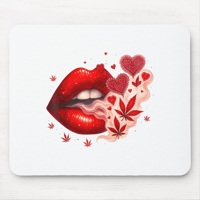 Valentine’s Day Weed Lover Stoner Babe  Mousepad (Vorne)