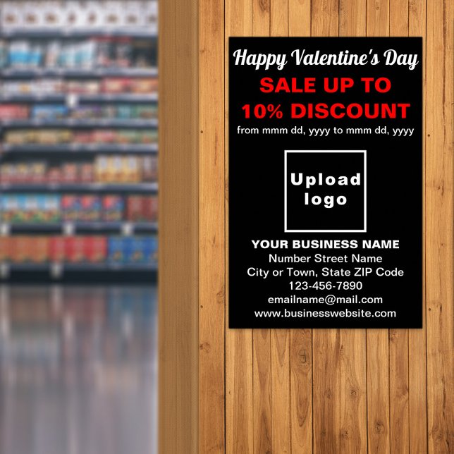 Valentine Sale für Geschäftsleute auf dem Black Po Poster (Business Valentine sale on black poster. Signage to attract more customers.)