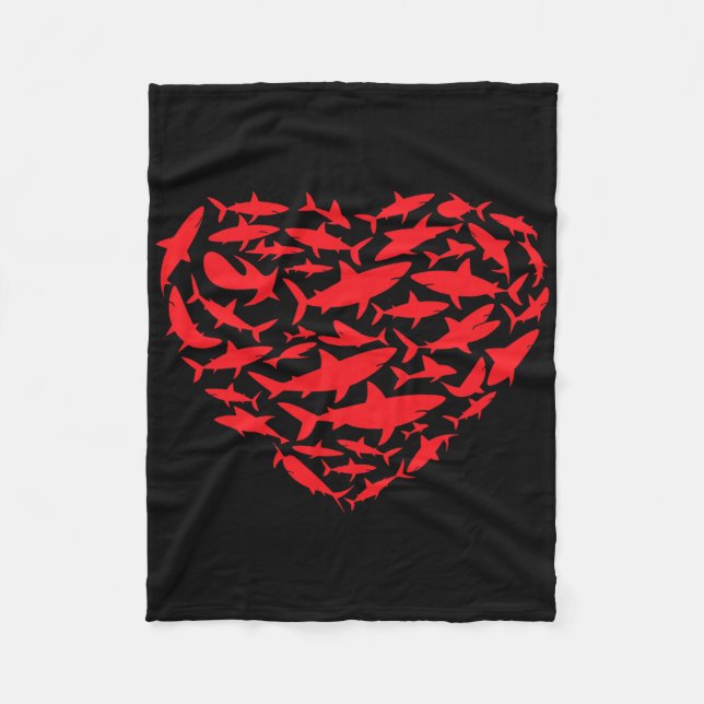 Valentine Sharks Heart Sea Animal Lover Ocean Wild Fleecedecke (Vorderseite)
