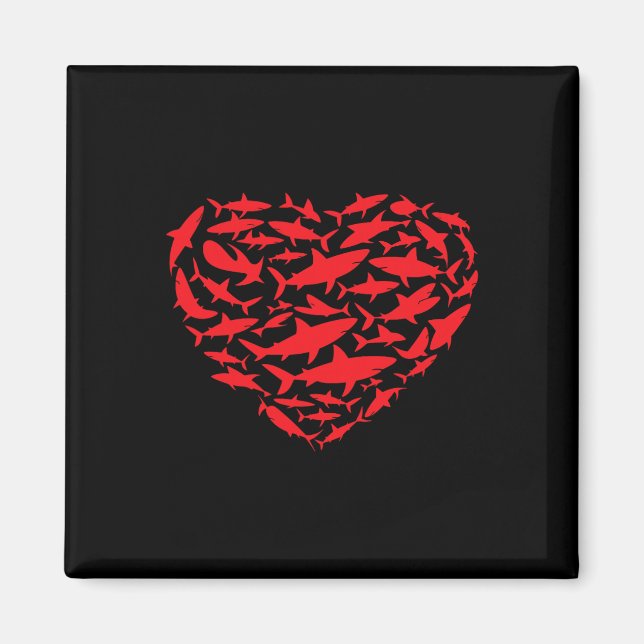 Valentine Sharks Heart Sea Animal Lover Ocean Wild Magnet (Vorne)