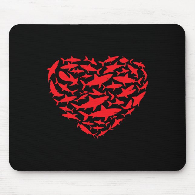 Valentine Sharks Heart Sea Animal Lover Ocean Wild Mousepad (Vorne)