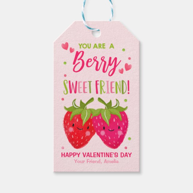 Valentine Sie sind Berry Sweet Friend Klassenzimme Geschenkanhänger (Vorderseite)
