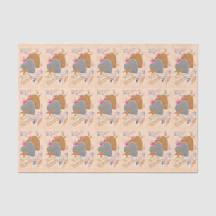 Valentine Silber- und Goldherzen Antike Postkarte Seidenpapier