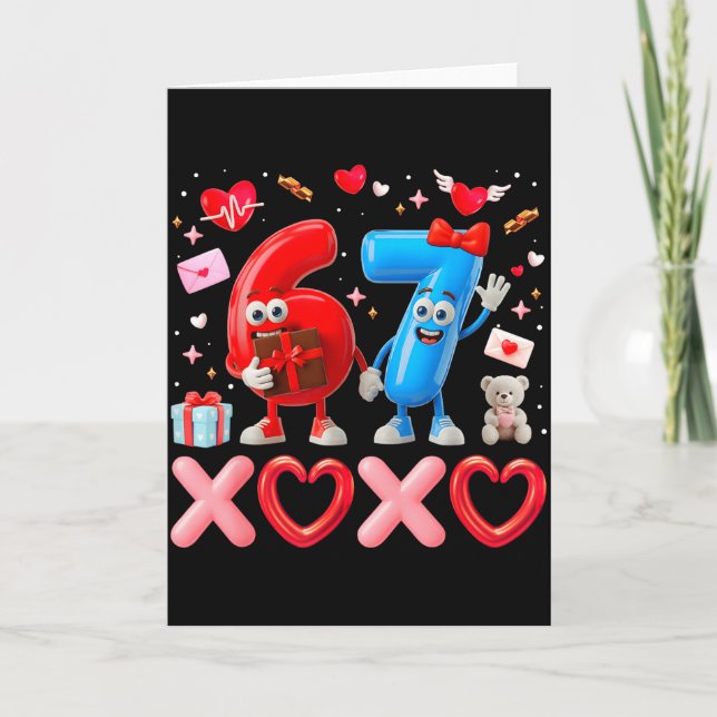Valentine Six Seven 67 Xoxo Ballon Gen Alpha Meme  Karte (Vorderseite)