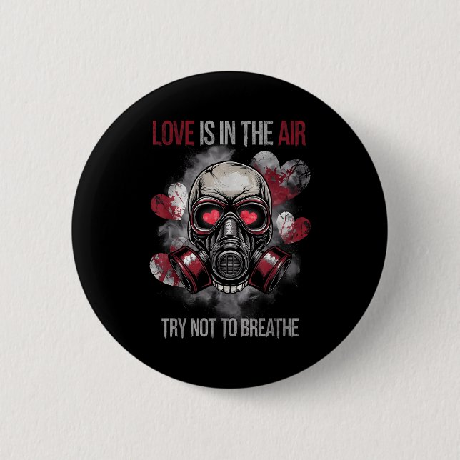 Valentine Skull Gas Mask Love Romance  Button (Vorderseite)