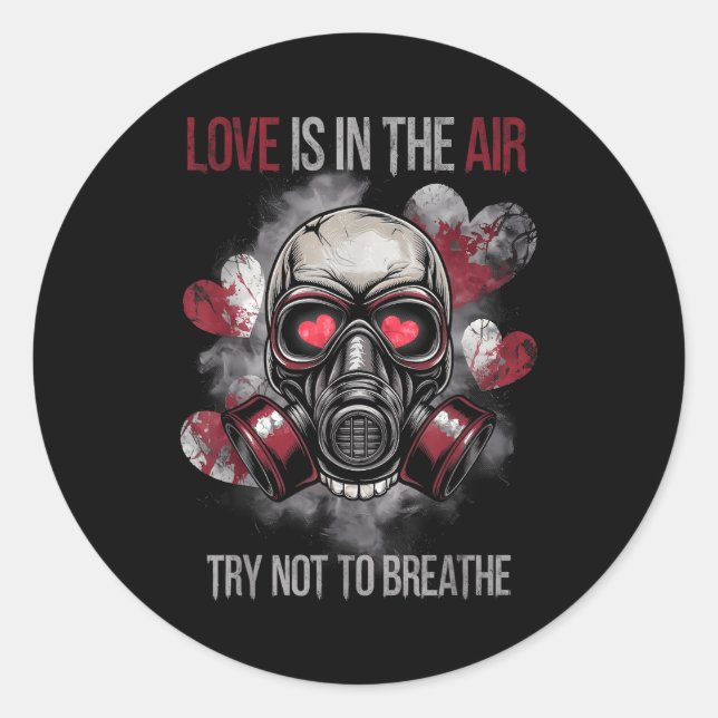 Valentine Skull Gas Mask Love Romance  Runder Aufkleber (Vorderseite)