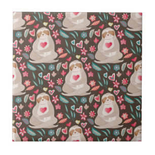 Valentine Sloth Pattern Fliese