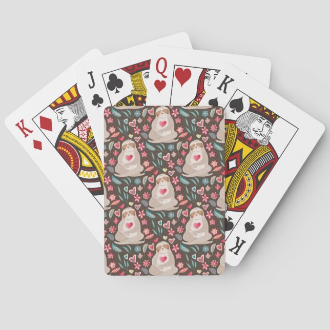 Valentine Sloth Pattern Spielkarten (Rückseite)
