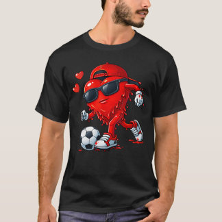 Valentine Soccer Heart Drip Sport Love Valentines  T-Shirt